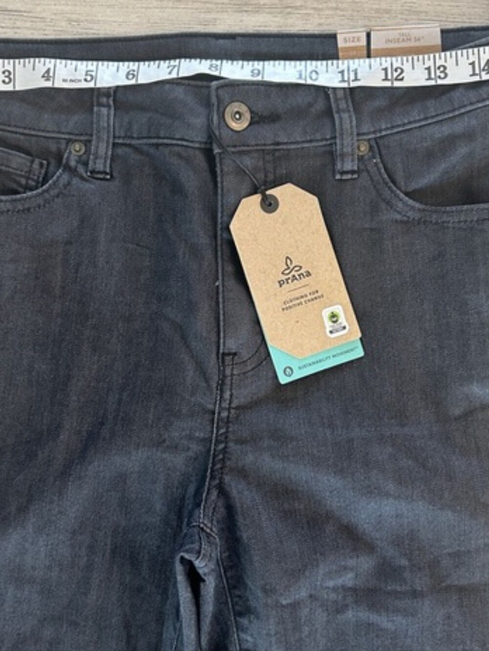 Prana Kayla High Rise Grey Skinny Jeans size 10 long TALL 15.5x34 NWT - Picture 2 of 5